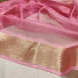 Pink Colour Pure Tissue Silk Handwoven Banarasi Saree