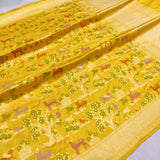 Yellow Color Pure Katan Silk Handwoven Banarasi Saree