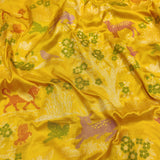 Yellow Color Pure Katan Silk Handwoven Banarasi Saree