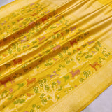 Yellow Color Pure Katan Silk Handwoven Banarasi Saree