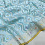 Sky Blue  Color Pure Katan Silk Handwoven Banarasi Saree