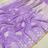 Lavender Colour Pure Katan Silk Handwoven Banarasi Saree