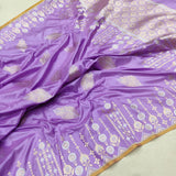 Lavender Colour Pure Katan Silk Handwoven Banarasi Saree