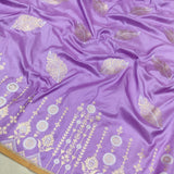 Lavender Colour Pure Katan Silk Handwoven Banarasi Saree