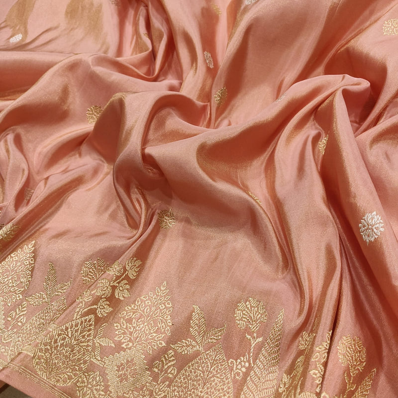 Pastel Colour Pure Tissue Silk Handwoven Banarasi Saree
