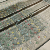 Gray Colour Pure Katan Silk Handwoven Banarasi Saree