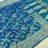 Dual Shade Pure Katan Silk Handwoven Banarasi Saree