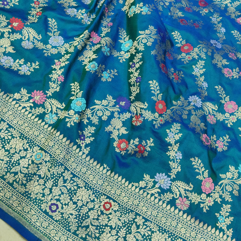 Dual Shade Pure Katan Silk Handwoven Banarasi Saree