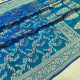 Dual Shade Pure Katan Silk Handwoven Banarasi Saree