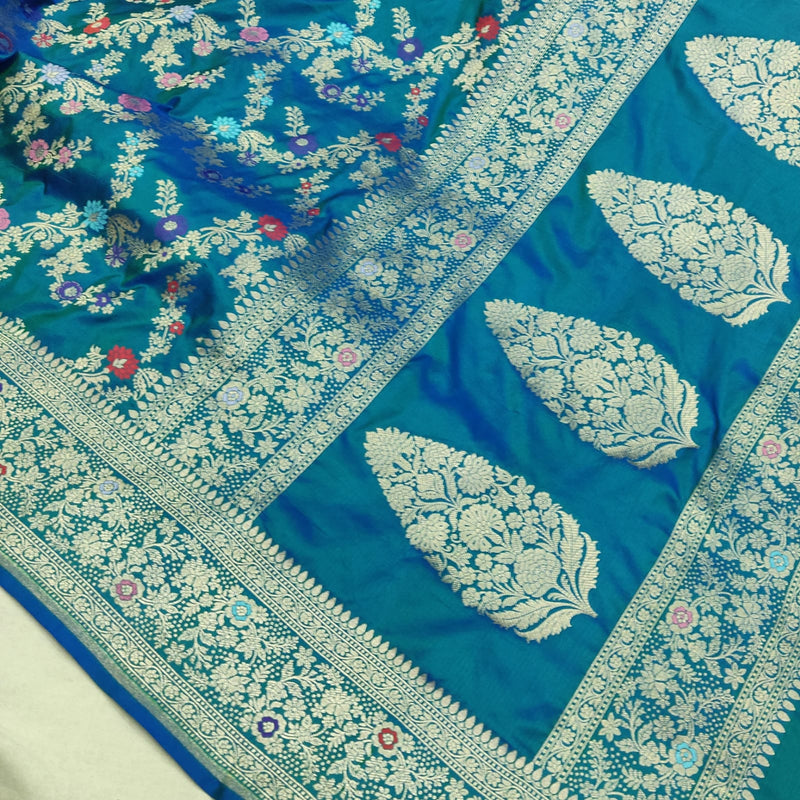 Dual Shade Pure Katan Silk Handwoven Banarasi Saree