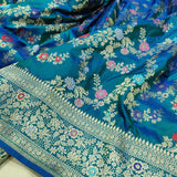 Dual Shade Pure Katan Silk Handwoven Banarasi Saree
