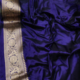 Navy Blue Color Pure Katan Silk Handwoven Banarasi Saree