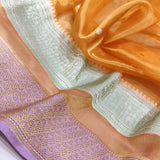 Peach Colour Pure Tissue Silk Handwoven Banarasi Saree