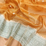 Peach Colour Pure Tissue Silk Handwoven Banarasi Saree
