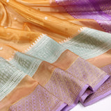 Peach Colour Pure Tissue Silk Handwoven Banarasi Saree