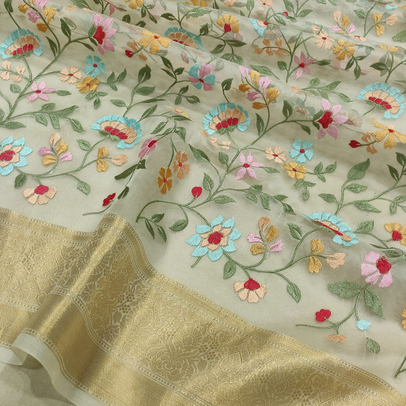 Pure Kora Silk Handwoven Banarasi Saree