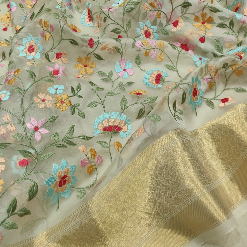 Pure Kora Silk Handwoven Banarasi Saree