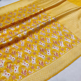 Yellow Color Pure Katan Silk Handwoven Banarasi Saree