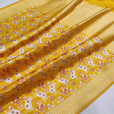 Yellow Color Pure Katan Silk Handwoven Banarasi Saree