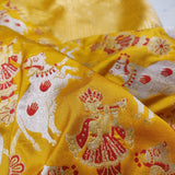 Yellow Color Pure Katan Silk Handwoven Banarasi Saree