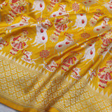 Yellow Color Pure Katan Silk Handwoven Banarasi Saree