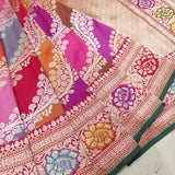 Multicolor Pure Katan Silk Handwoven Banarasi Saree