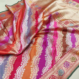 Multicolor Pure Katan Silk Handwoven Banarasi Saree