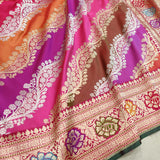 Multicolor Pure Katan Silk Handwoven Banarasi Saree