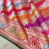 Multicolor Pure Katan Silk Handwoven Banarasi Saree