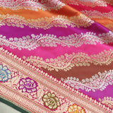 Multicolor Pure Katan Silk Handwoven Banarasi Saree