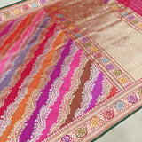 Multicolor Pure Katan Silk Handwoven Banarasi Saree