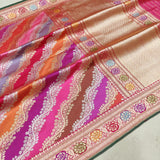 Multicolor Pure Katan Silk Handwoven Banarasi Saree