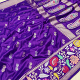 Purple Colour Pure Katan Silk Handwoven Banarasi Saree