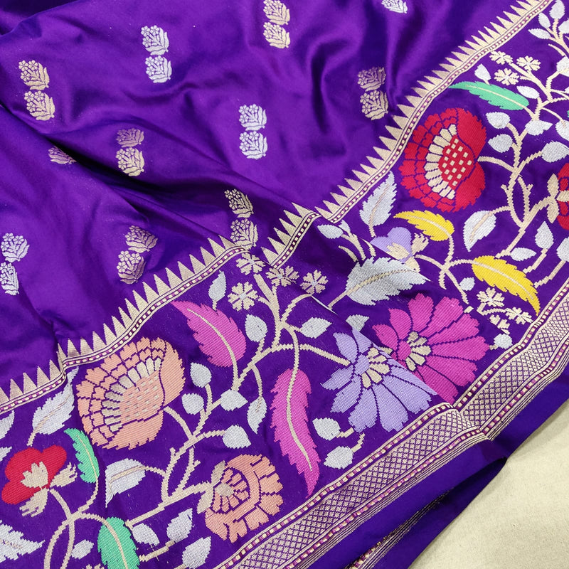 Purple Colour Pure Katan Silk Handwoven Banarasi Saree