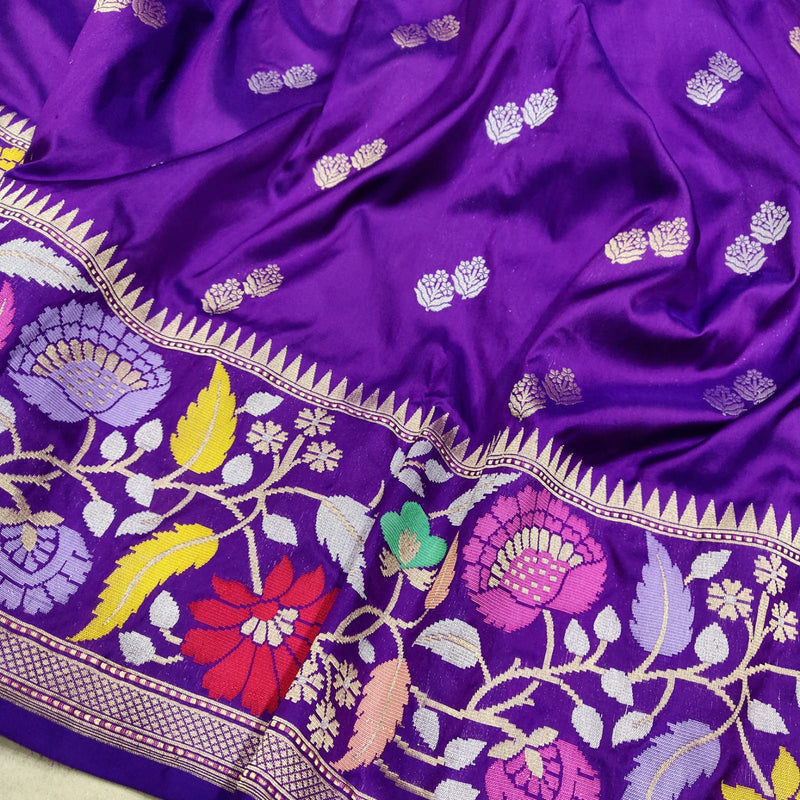 Purple Colour Pure Katan Silk Handwoven Banarasi Saree
