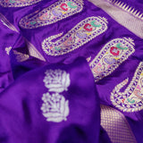 Purple Colour Pure Katan Silk Handwoven Banarasi Saree