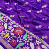 Purple Colour Pure Katan Silk Handwoven Banarasi Saree