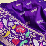 Purple Colour Pure Katan Silk Handwoven Banarasi Saree