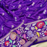 Purple Colour Pure Katan Silk Handwoven Banarasi Saree