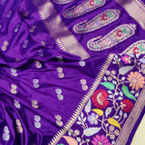 Purple Colour Pure Katan Silk Handwoven Banarasi Saree