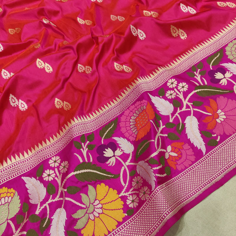 Pink Colour Pure Katan Silk Handwoven Banarasi Saree