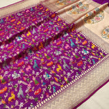 Dual Shade Pure Katan Silk Handwoven Banarasi Saree