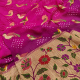 Pink Colour Banarasi Handwoven Bandhani Saree