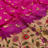 Pink Colour Banarasi Handwoven Bandhani Saree