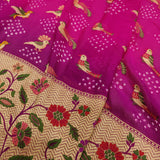 Pink Colour Banarasi Handwoven Bandhani Saree