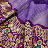 Lavender Color Pure Kora Silk Handwoven Banarasi Saree