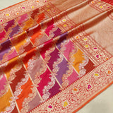 Multicolor  Pure Katan Silk Handwoven Banarasi Rangkat Saree