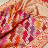 Multicolor  Pure Katan Silk Handwoven Banarasi Rangkat Saree