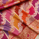 Multicolor  Pure Katan Silk Handwoven Banarasi Rangkat Saree