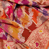 Multicolor  Pure Katan Silk Handwoven Banarasi Rangkat Saree